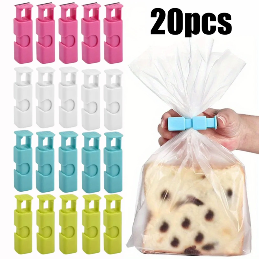 20pcs Food Sealing Clips Reusable Fresh Food Storage Tools Plastic Sealer Clamp Snack Bread Seal Bag Home Kitchen Storage Clips