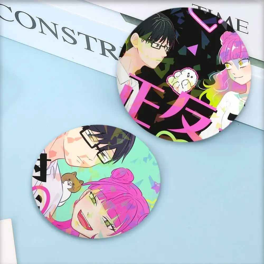Anime You and I Are Polar Opposites Round Badge Lapel Pins for Backpacks Briefcase Laser Brooch Clothes Gifts