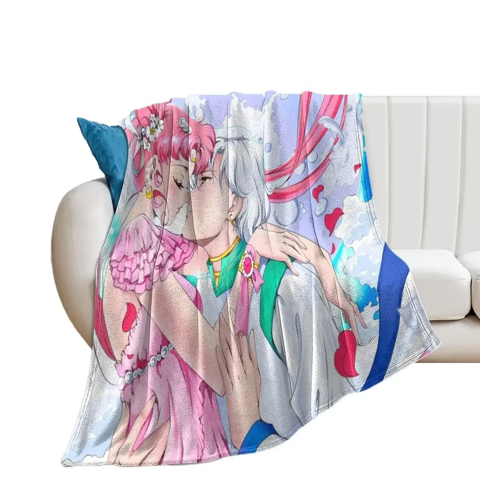 Helios x Chibiusa Moonlight Kiss Throw Blanket Decorative Throw Cute Luxury Throw Moving Blankets