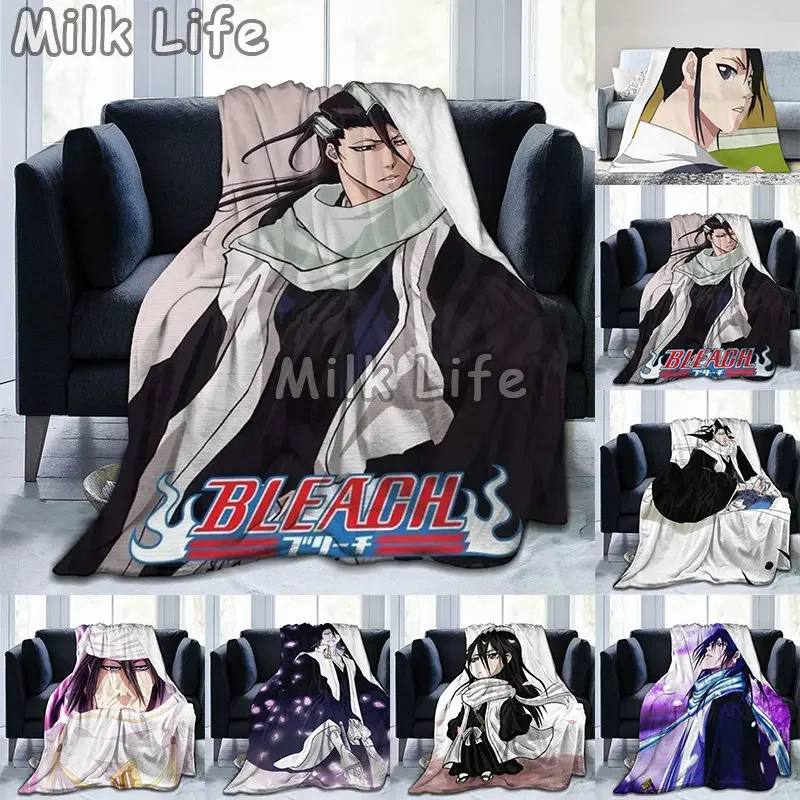 Anime Bleach kuchiki byakuya Flannel Throw Blanket Fuzzy Warm Lightweight Throws for All Season Bedding 3D Printing Soft Blanket