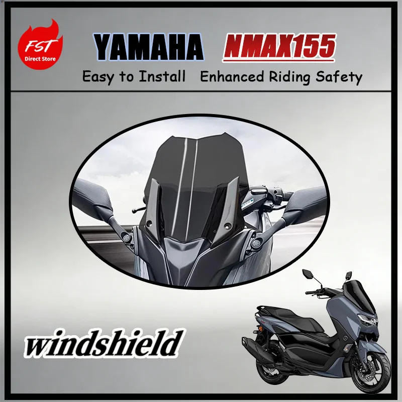 

FOR Extra Thick Clear Front Windscreen for NMAX155 20-24 with Torso Shield High Transparency Reinforced Wind Deflector Upgrade