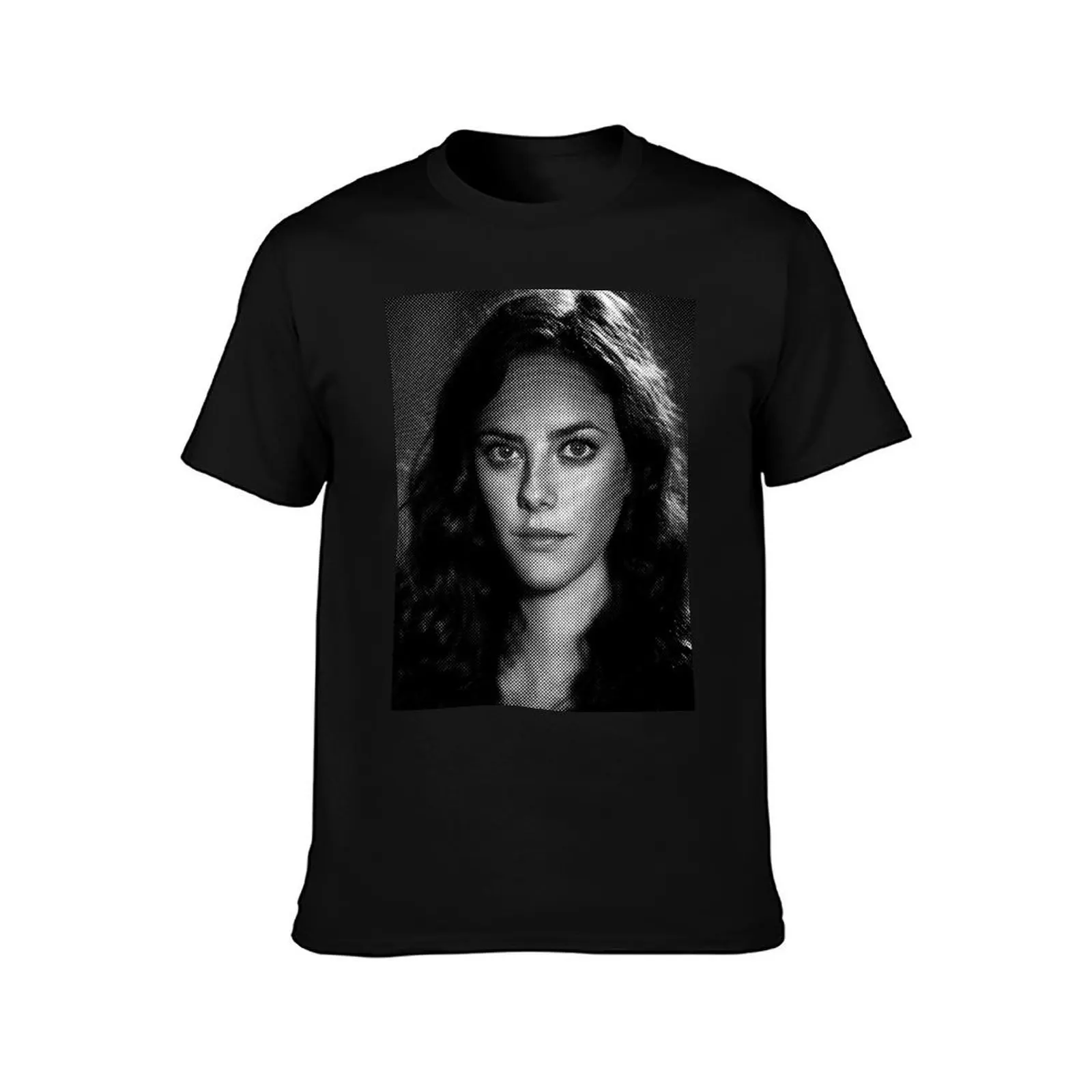 Kaya Scodelario Black & White Portrait Made Of Points T-Shirt, Summer Casual Cotton Tee, Oversized Streetwear Tops, 100% Cotton