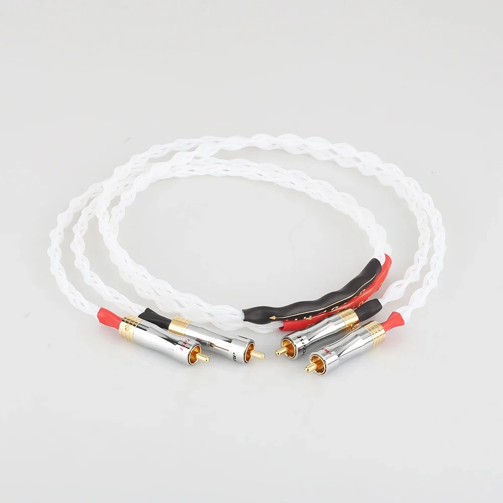 

Audiocrast Pure Silver cable A082 Gold RCA 100% Purity Silver Interconnect Audio Cable HIFI Pure Silver RCA Cable Audiophile