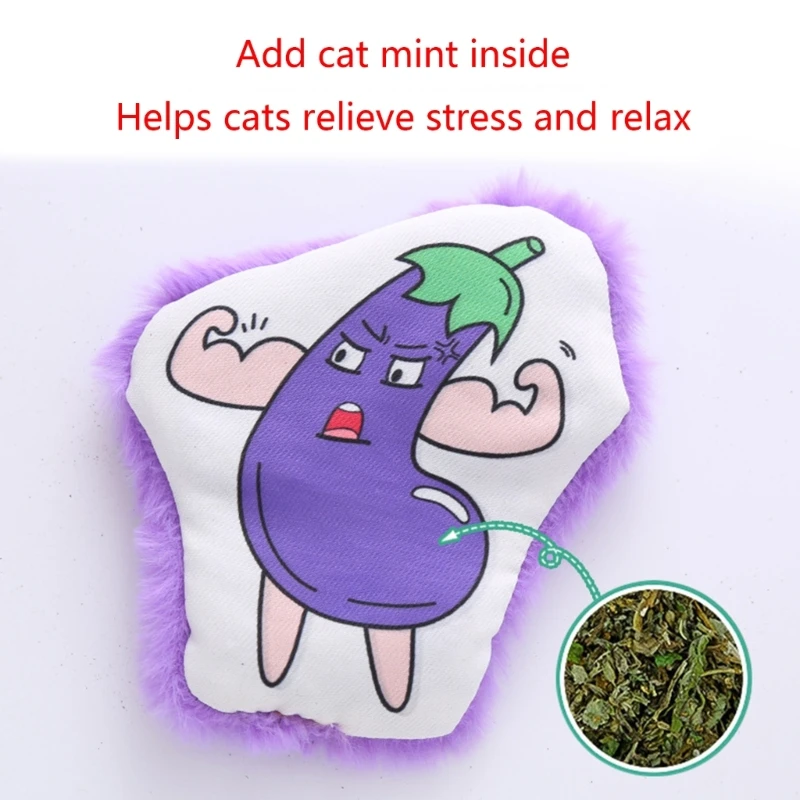 Filled Catnip Cat Chew Toy Safe Improve Mood Healthy Toy for Cat Cute Veg Shapes Gift with Rattle Paper