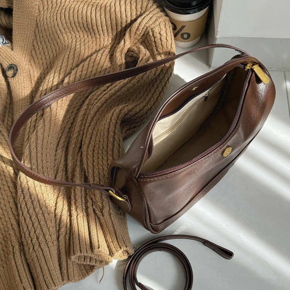 حقيبة يد نسائية عصرية ريترو كتف واحد حقيبة الإبط قطري عبر زلابية حقيبة 2025 محفظة صغيرة جديدة من جلد البولي يوريثان