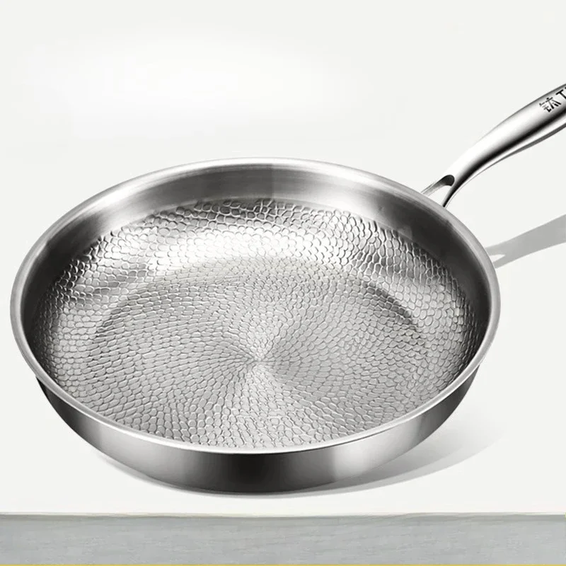German Pure Titanium Pan, Uncoated and Non Stick, High-end Hammer Style Thickened Steak Frying Pan for Home Use