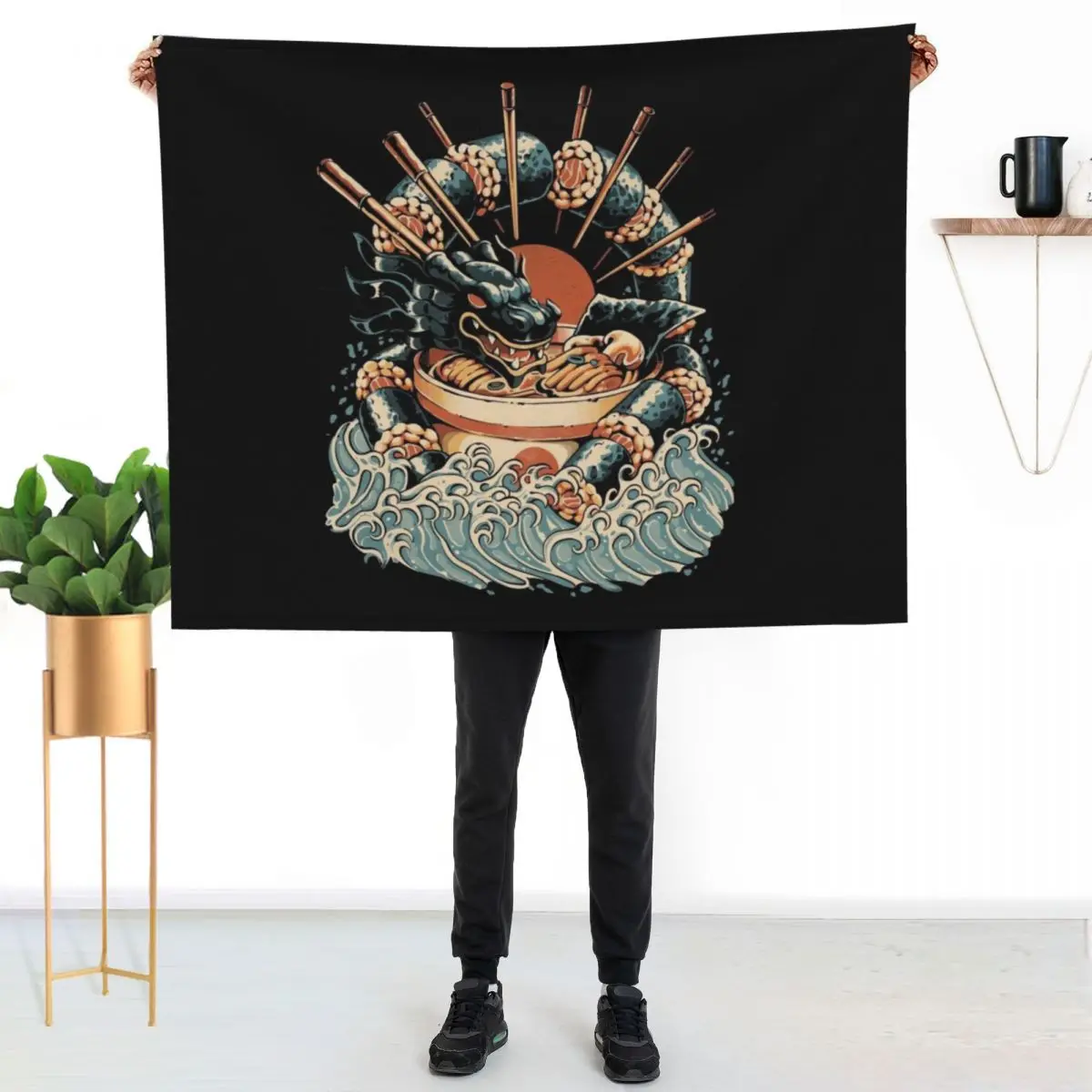 Dragon Sushi Ramen - Black Version Throw Blanket Polar Luxury Throw Sofa Quilt wednesday Cute Plaid Bed Fashionable Blankets
