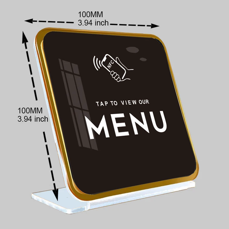 Menu NFC Stand Dispaly NFC Plaque Acrylic Material Mirror Effect Quick Link to Menu