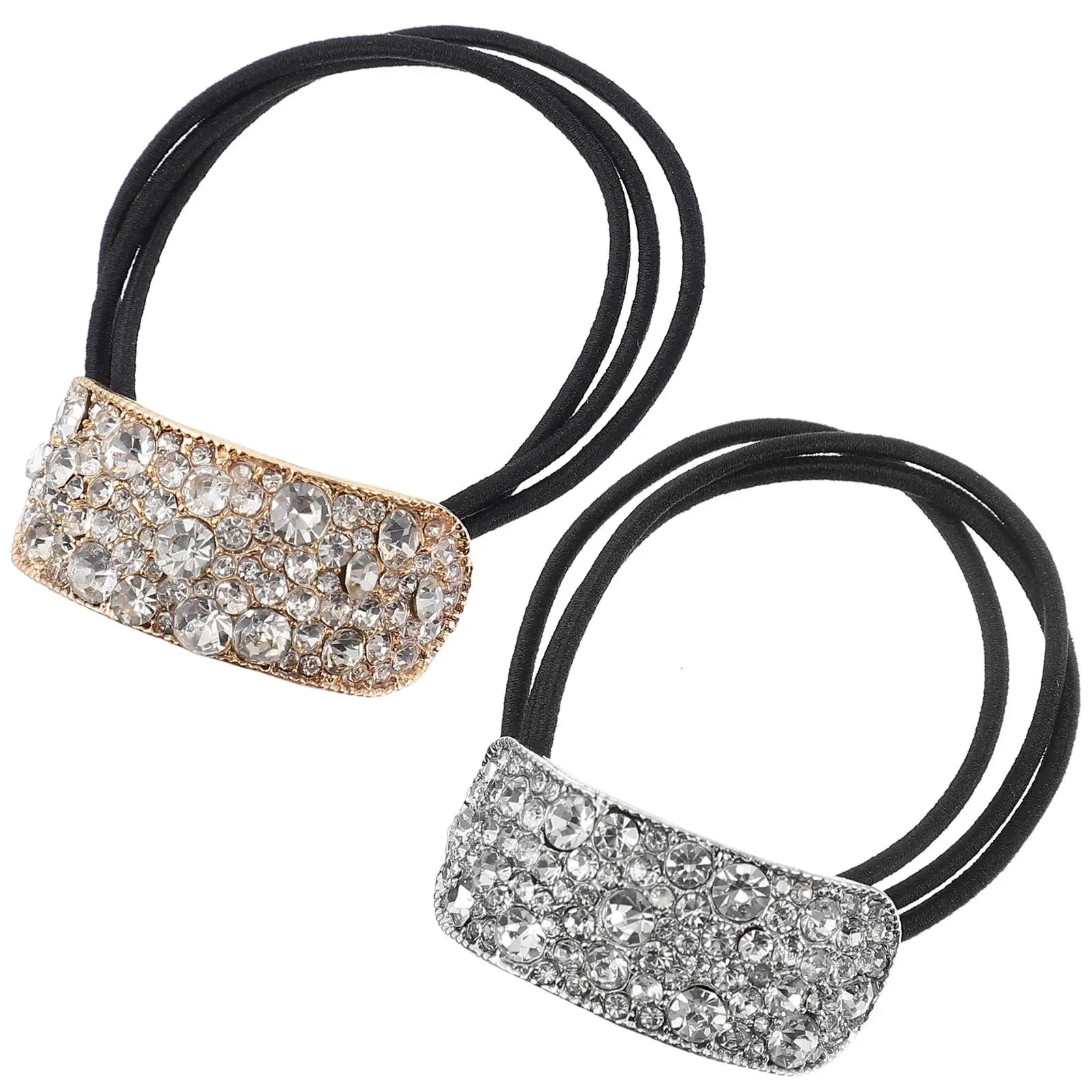 

2 Pcs Women Accessories Cuff Rhinestone Buckle Cuffs Ponytail Holder Hair Tie Buckle Daily Party Ponytail Holder Stylish