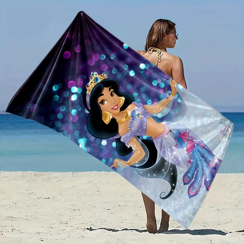

Purple Princess Disney Beach Towel Ultra-Fine Fiber Lightweight Quick-Dry Hawaii Beach Party Easter Travel Swimming Fabric