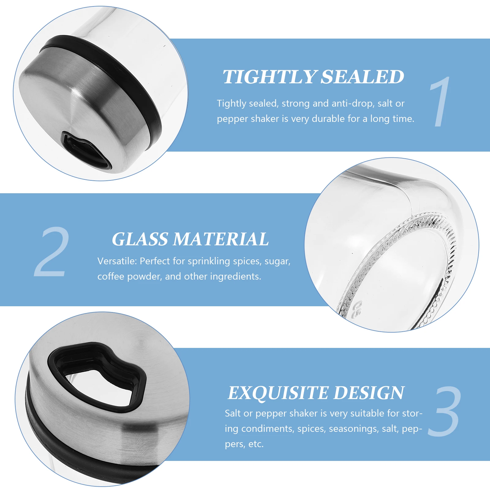 

Multi-Function Spice Jar with Tight Seal Stainless Steel Condiment Bottle for Kitchen Seasoning Storage Portable Lightweight