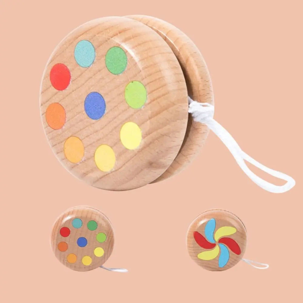 High Quality Brainstorming 1A Yoyo Toy Beginner Cartoon Developmental Toys Concentration Wooden Yoyo Ball Children