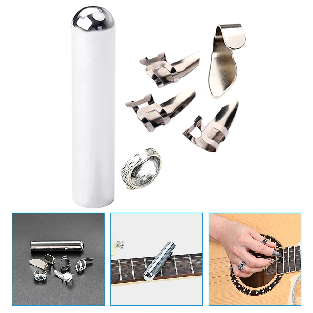 

Cat Eye Ring Set Guitar Slide Bar and Finger Pick Picks Tuning Accessories Metal Thumb Glove