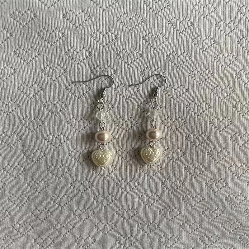 White Lace Earrings | Coquette Earrings,Lace Heart, Angel,Aesthetic,Y2K indie Jewelry,Vintage,Alternative,Hippie,Boho,Grunge