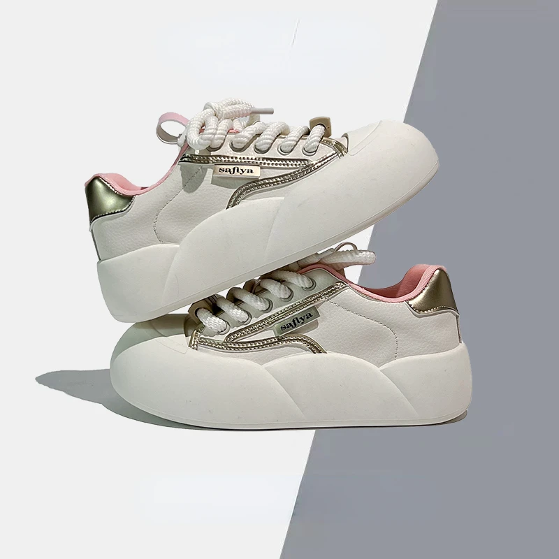 Little White Shoes Women 2024 Spring New Casual Korean Edition Women Versatile Anti slip Thick Sole Elevated Flat Sole Shoes