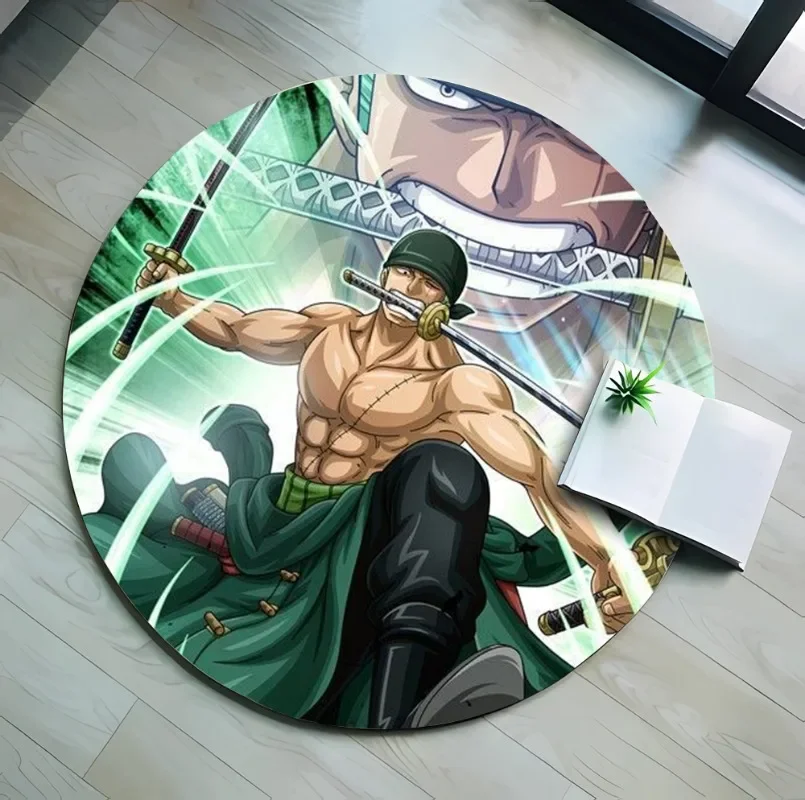 One Piece Flannel Round Floor Mats Anime Luffy Chopper Zoro Non-slip Carpet Cartoon Living Room Kitchen Bath Rug Home Decor Gift