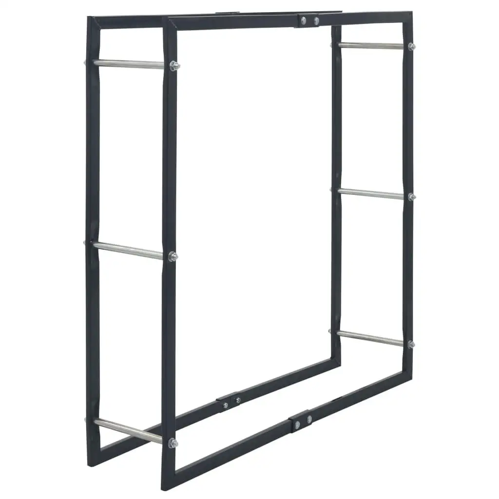 Heavy-Duty Black Steel Firewood Rack 39.4” x 9.8” x 39.4” – Durable Wood Storage Solution