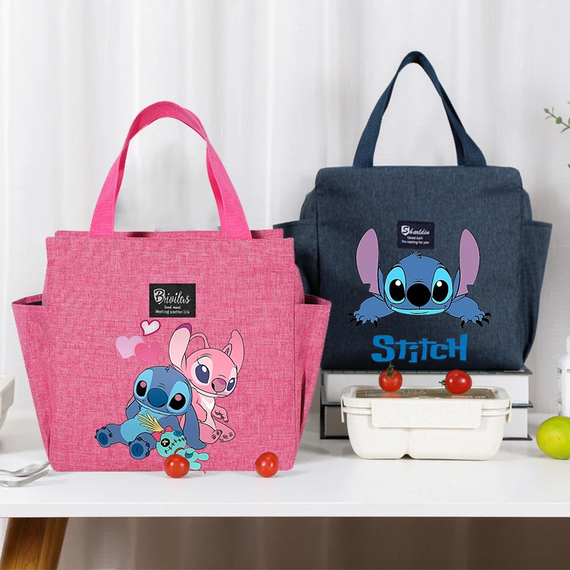 Disney Lilo&stitch Portable Lunch Drink Carrier Insulated Bag Fresh Cooler Pouch Food Thermal Box Tote Food Picnic Container Bag