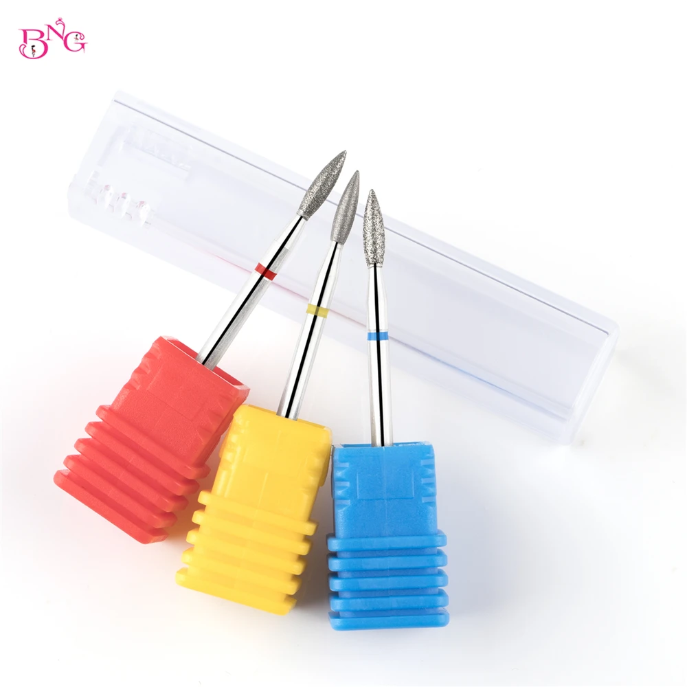 BNG Flame Cuticle Drill Bit For Russian Manicure Safety Diamond Nail Drill Bit Electric Cuticle Remover Bit Nail Mills Tools