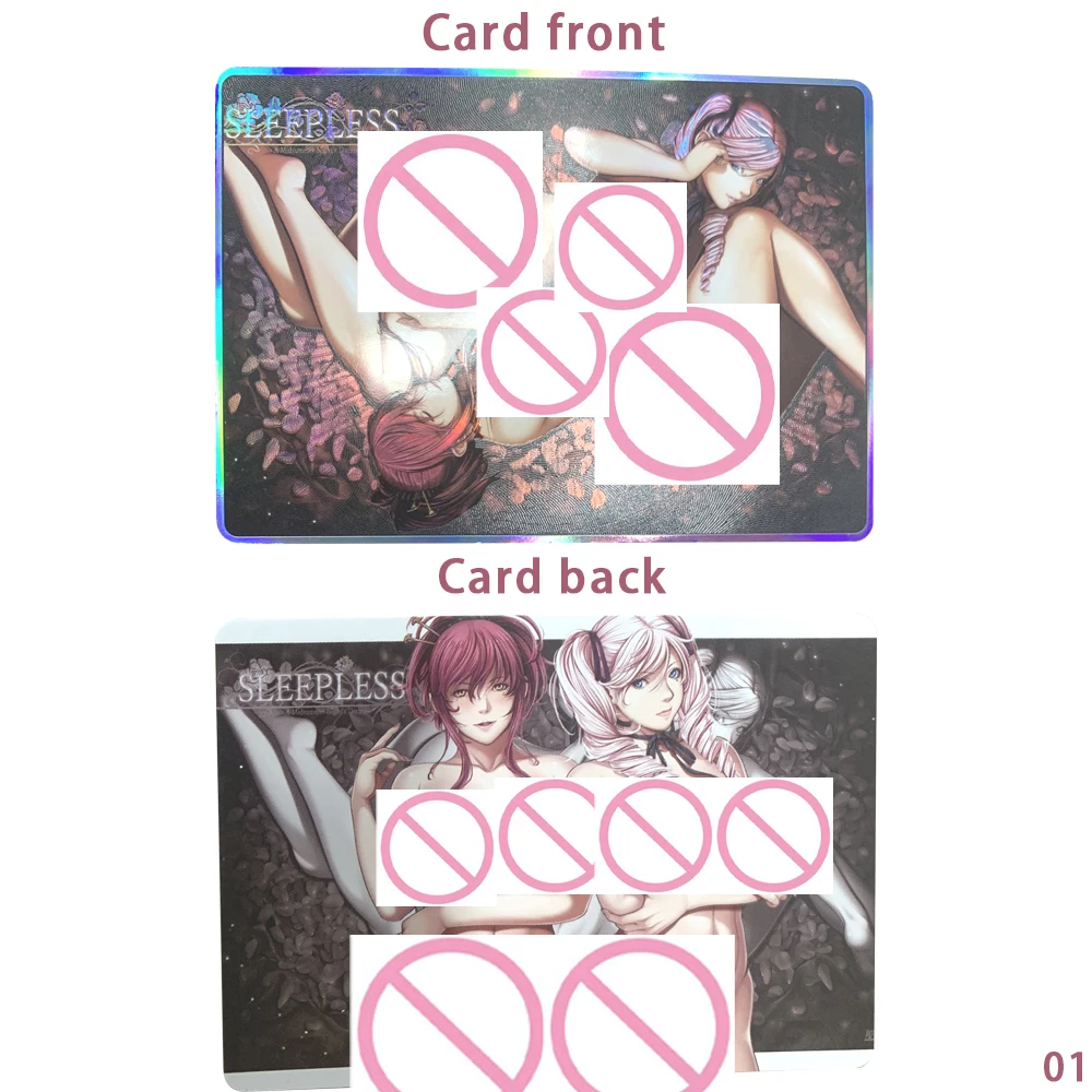 Anime Sexy Nude Collection Cards Refractive Color Flash Naked Girl Card Fat Buttocks Plump Buttocks Otaku Gifts 63*88mm