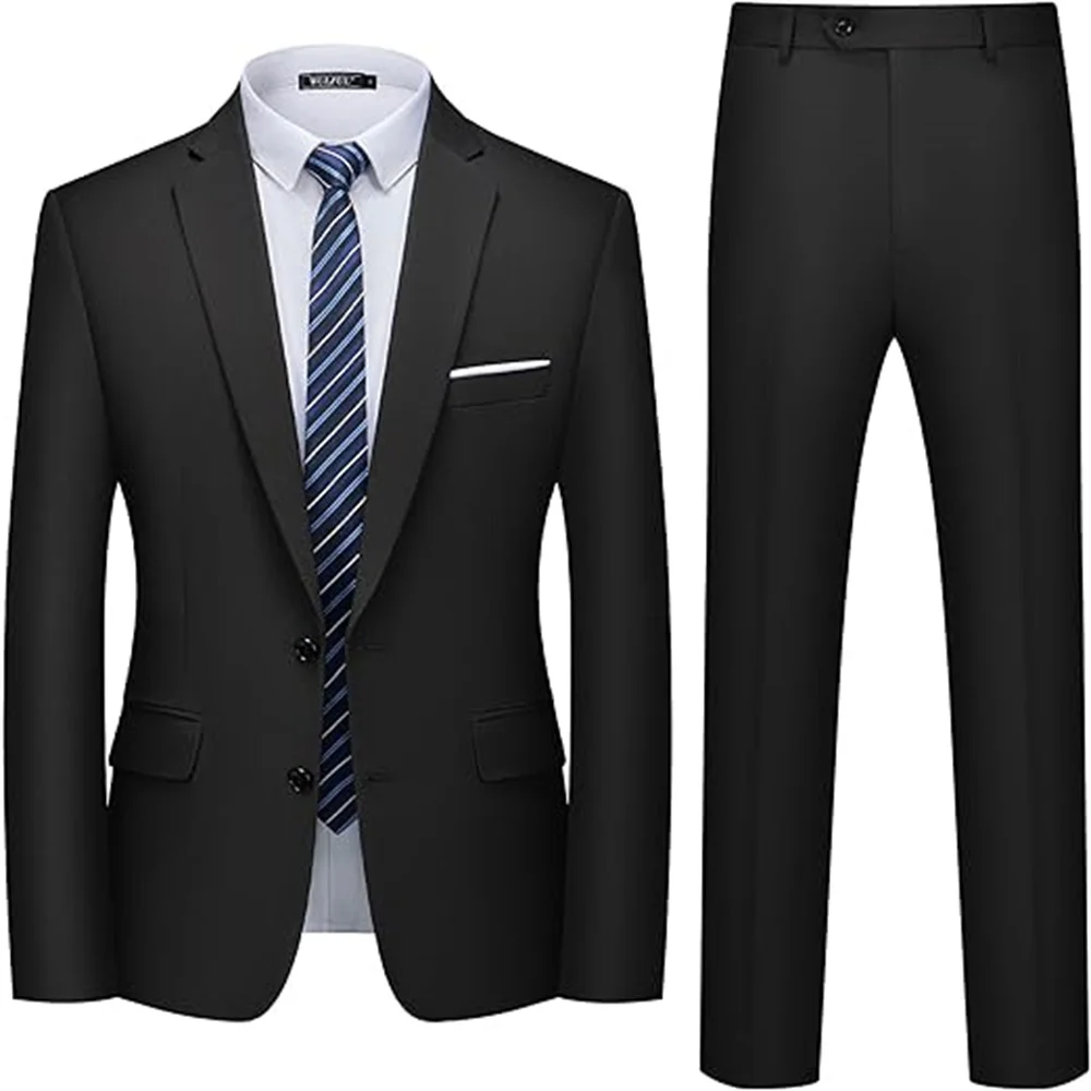 

Men's 2 Piece Suits Slim Fit Two Button Blazer+Jacket Pants Set for Party Wedding and Business