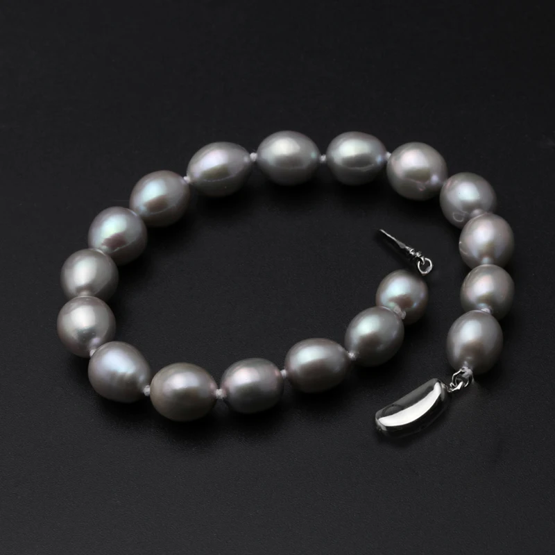 

Real Freshwater Pearl Bracelet Ladies Silver 925,Bridal Natural Grey Pearl Bracelet Girls Wife Mother Birthday Anniversary Gift