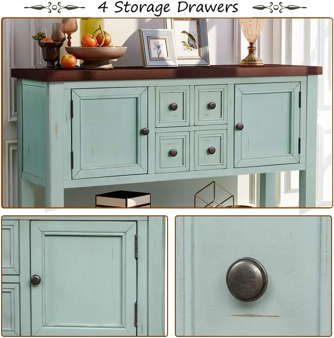 [Discounted Price, Hot Sale!]Console Sofa Table Sideboard with Storage Drawers Cabinets and Bottom Shelf.