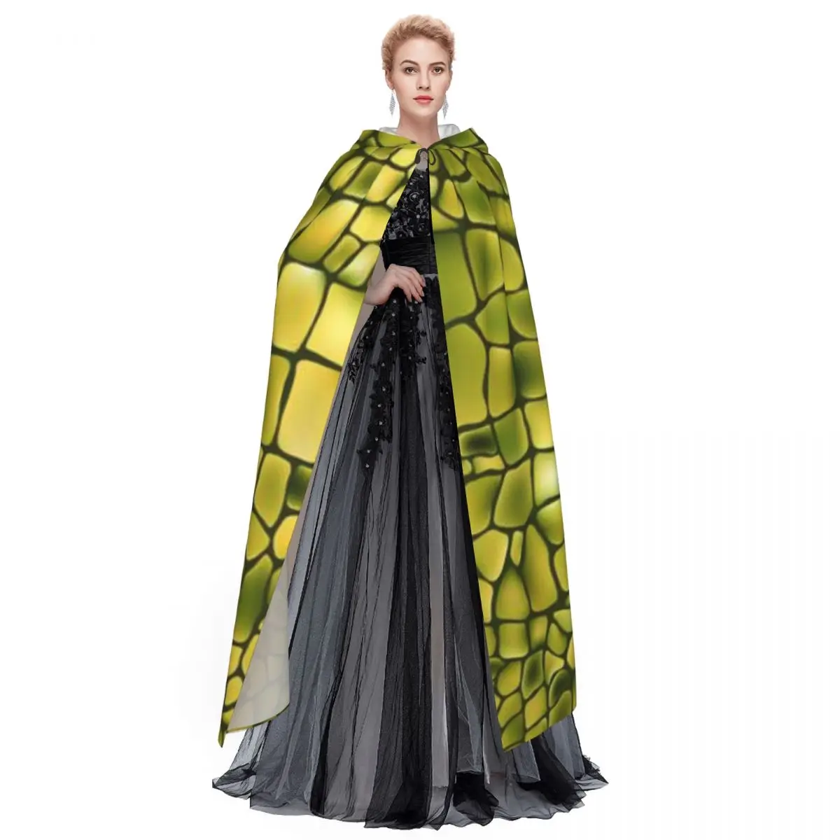 Snake Textures cappotto mantello con cappuccio Halloween Costume Cosplay Vampire Devil Wizard Cape Gown Party