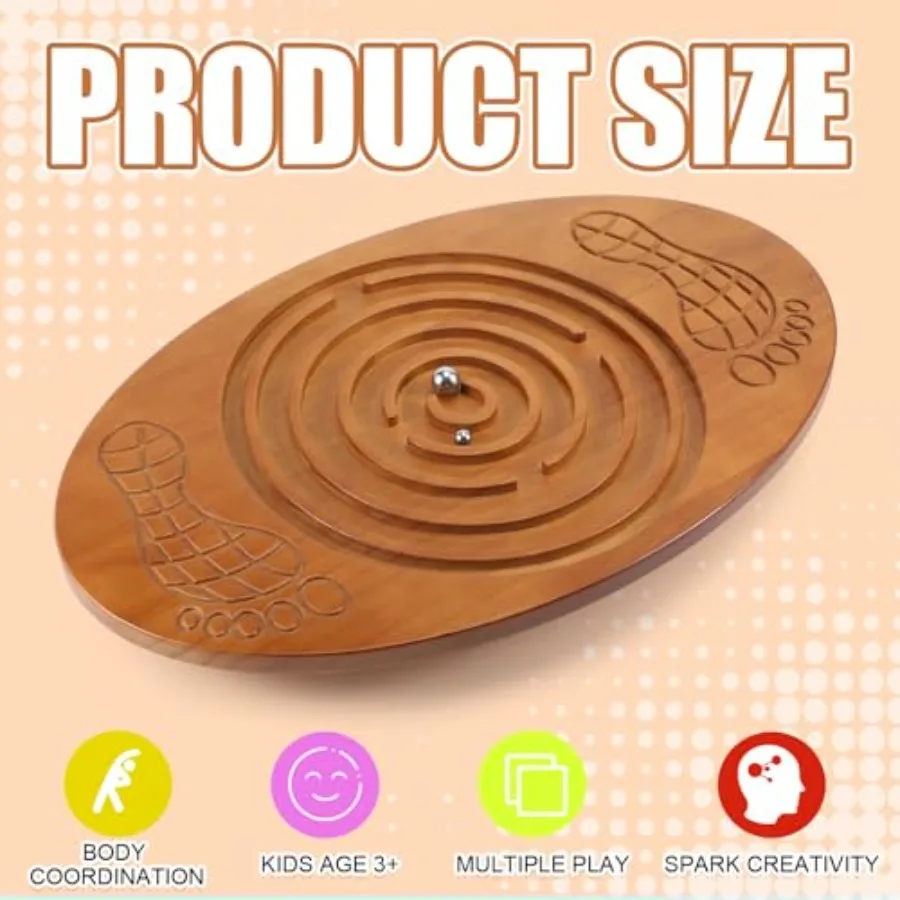 Maze Balance Board for Wobble Wooden Board with 2 Beads for Toddlers Teens Adult Leg Workout Exercise Training Physical Therapy view 2