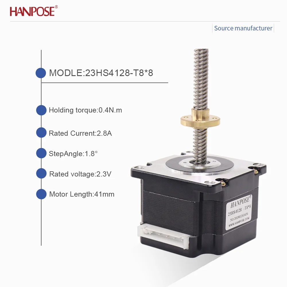 NEMA23 Output Screw Stepper Motor 23HS4128-T8*8+TB6600 Drive 2.8A 100-400mm Trapezoidal Screw Trapezoidal Thread