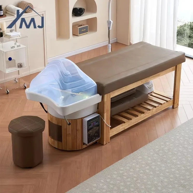 Facial Treatment Hair Salon Washing Massage Shampoo Chair Wood Head Spa Bed