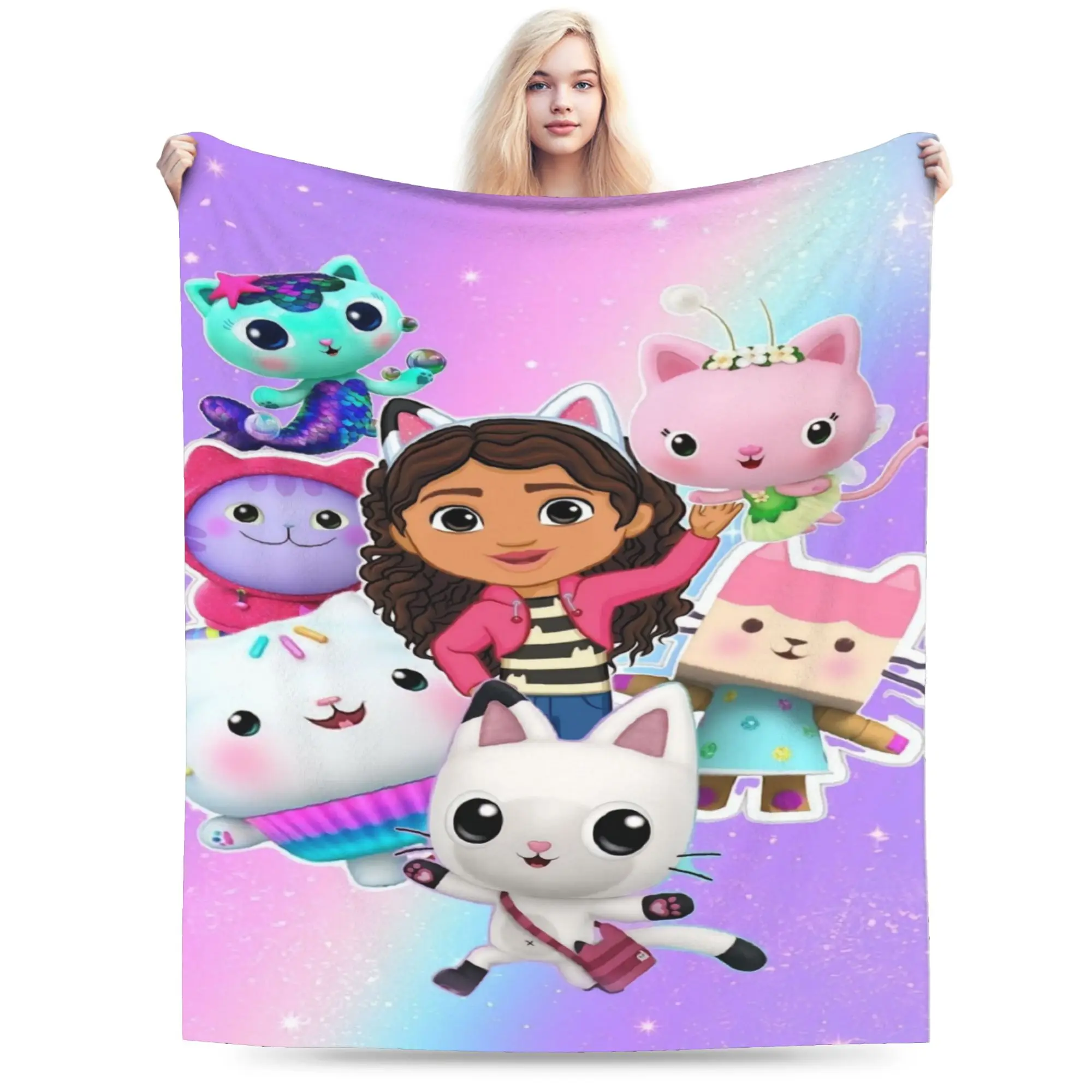 Gabbysed dollhouses Warm Soft Blanket  Girls Boys Plush Throw Blanket Novelty Couch Chair Flannel Bedspread Sofa Bed Cover