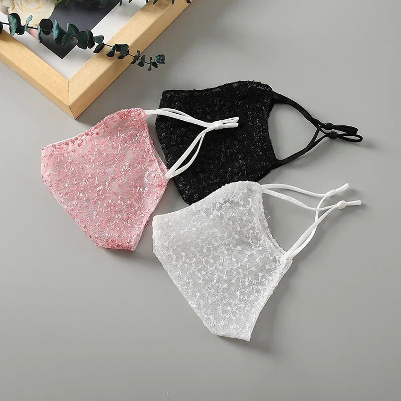 1/2pc Black White Lace Face Mask Reusable Breathable Cosplay Mask for Makeup Dance Parties Sunscreen Mask for Outdoor Activities view 2