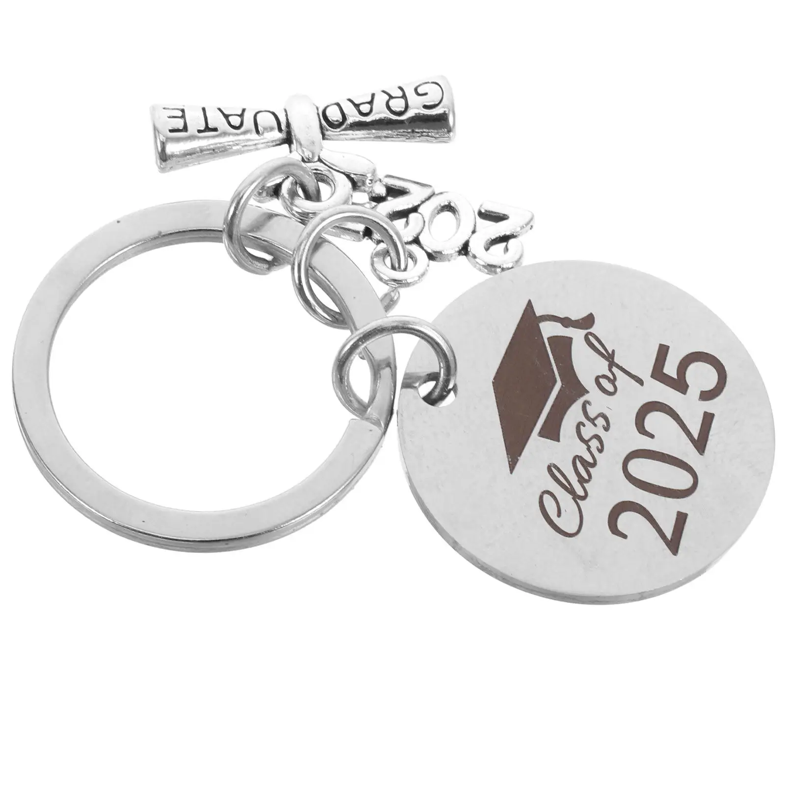 Class of 2025 Stainless Steel Keychain Creative Graduation Charm Graduation Keepsake Present for Him Her College Senior Graduate