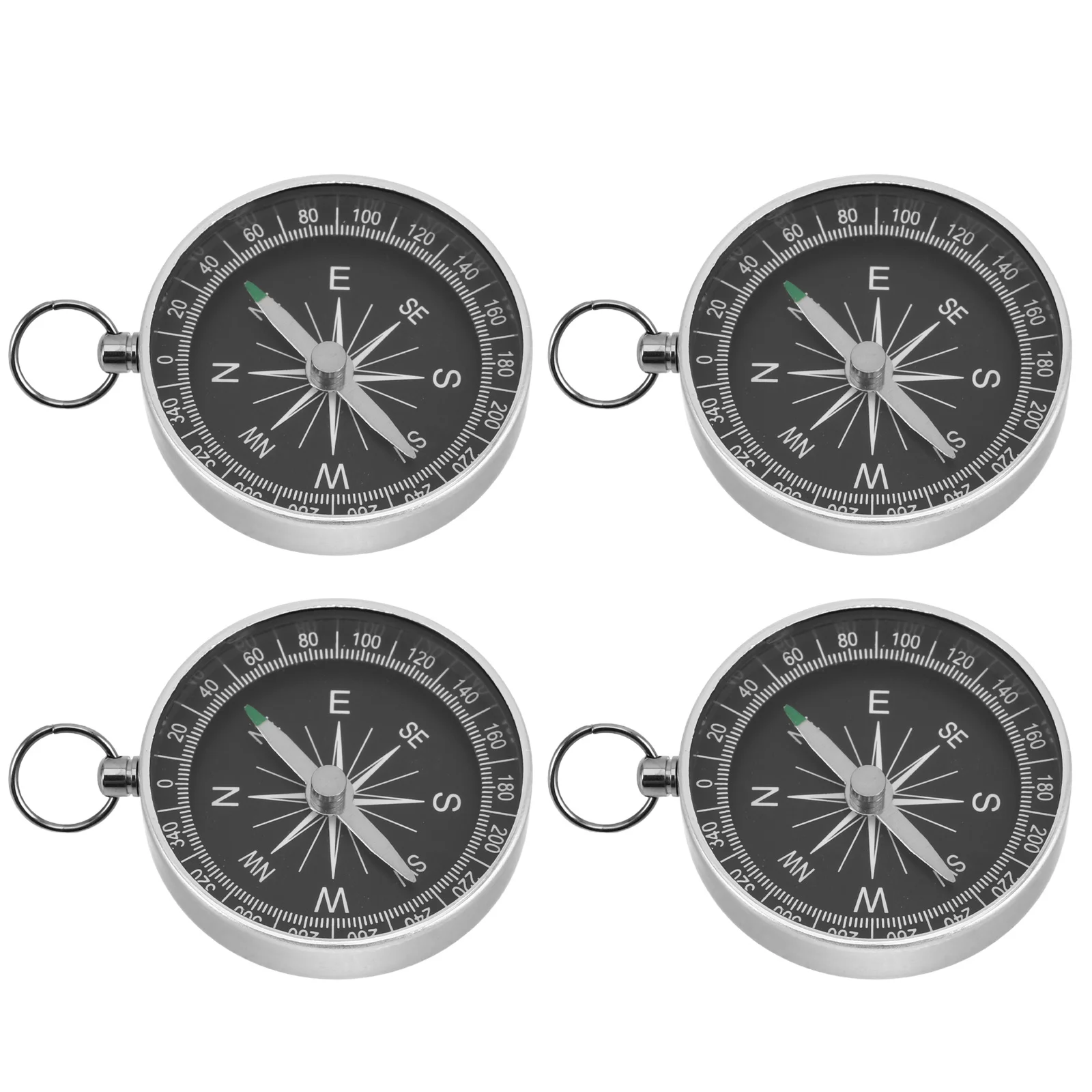 

4 Pcs Compass Keychain Navigation Tool for Camping Adventure Survival Hiking Travel Aluminum Alloy Pocket
