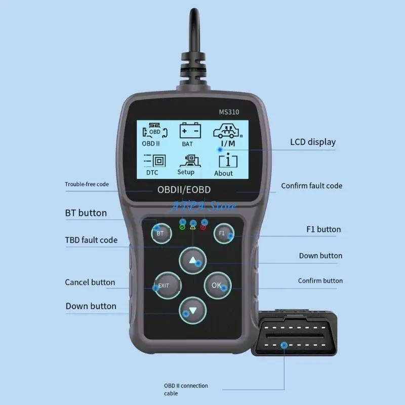 

U13C Battery Tester Diagnostic Scan Tool Engine Analyzers with Readiness Backlit