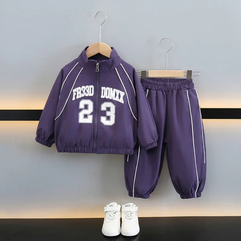 

Boys' Spring and Autumn Set Fashion New Style Handsome Children's Casual Coat+Pants Sports Two piece Set