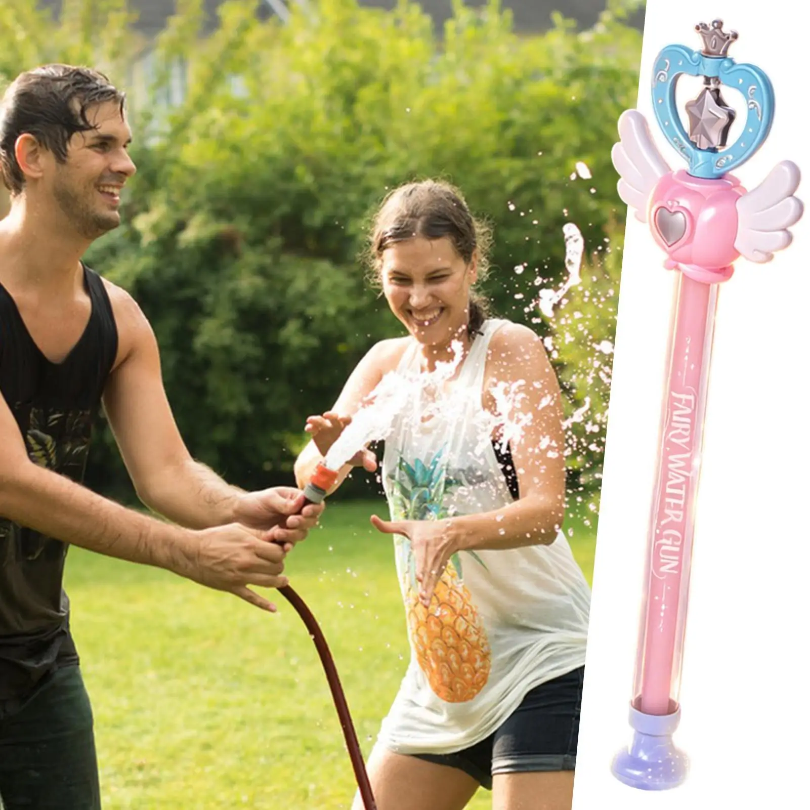 Water Soaker Pull-type Interactive Fight Game Fairy Wand Design Water Squirt Toys Pool for Boy Girl Summer Outdoor Backyard