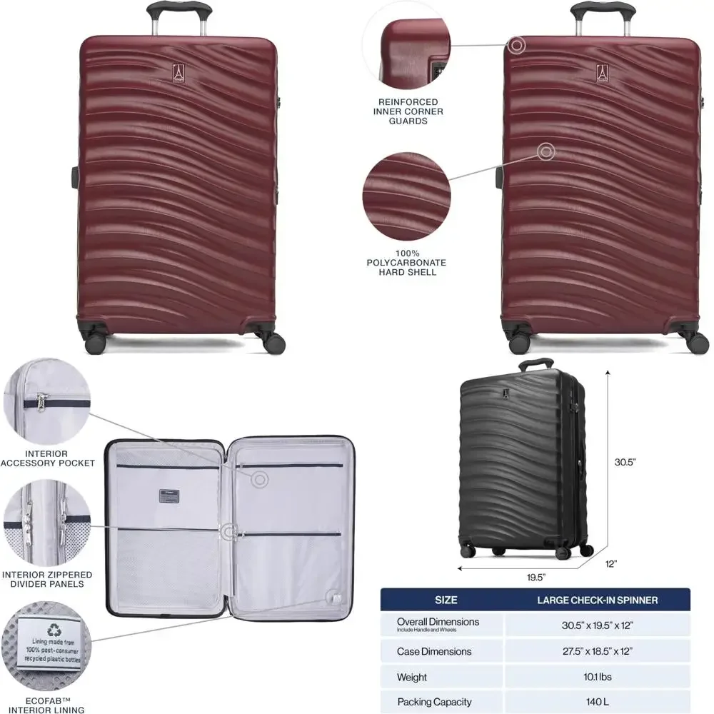 

Lightweight Expandable Hard Shell Suitcase with 8 Spinner Wheels, TSA Lock, Airline Approved Luggage for Travel