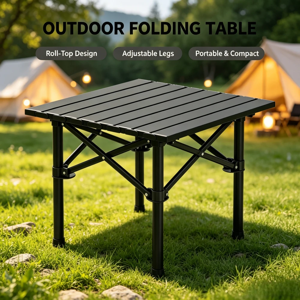 Outdoor Activities In Camping - Portable Folding Camping Table Family Camping