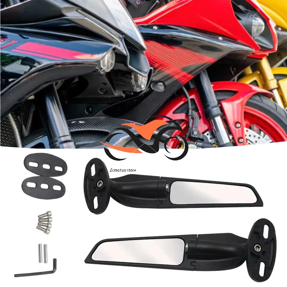 

2pcs Motorcycle Rearview Mirror Adjustable Rotating Side Mirror Replacement For Ninja 250 300 H2 H4