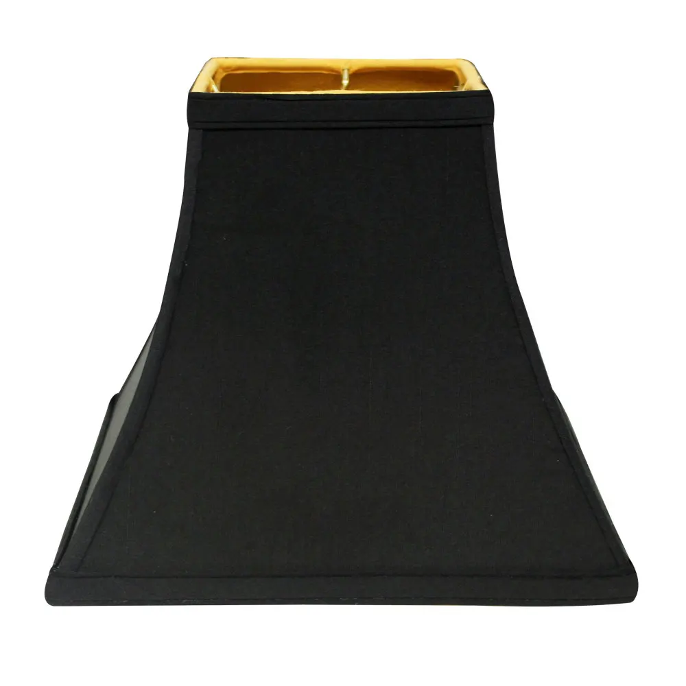 

6x12x10 Elegant Square Bell Hardback Lampshade Black Natural Shantung Gold Lampshades Lining Washer Fitter Table Lampshade