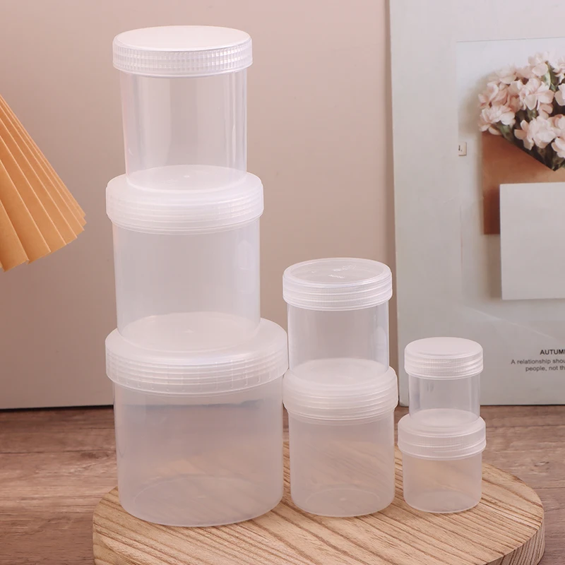 Clear Sealed Can With Lid Plastic Empty Packing Bottle Circular Storage Bucket Biscuit Jar Food Grade Sealed Cans Tank Container