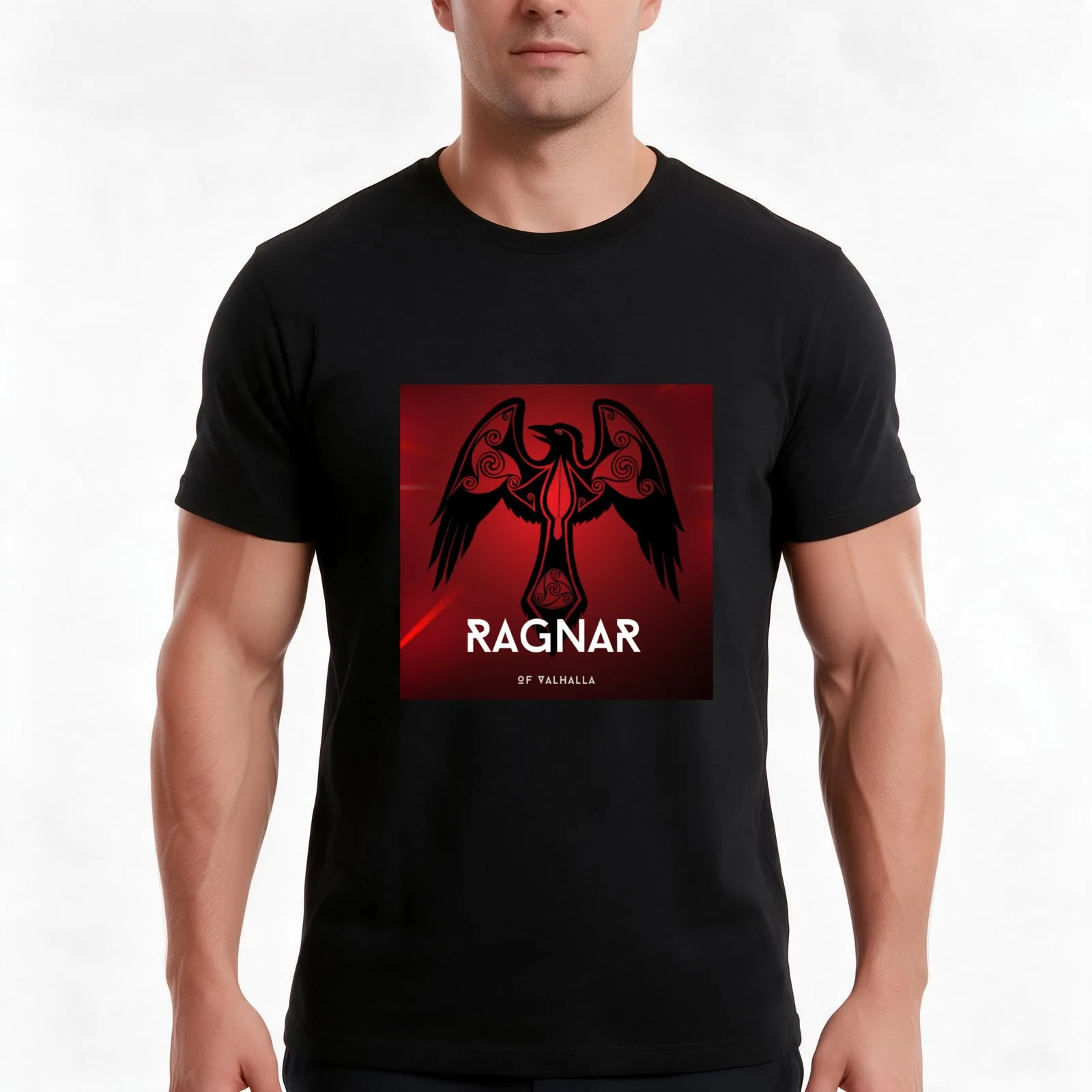 Ragnar - Raid Team Valhalla T-Shirt, Summer Casual Cotton Tee, Oversized Streetwear Tops, Vintage Graphic Print, 100% Cotton