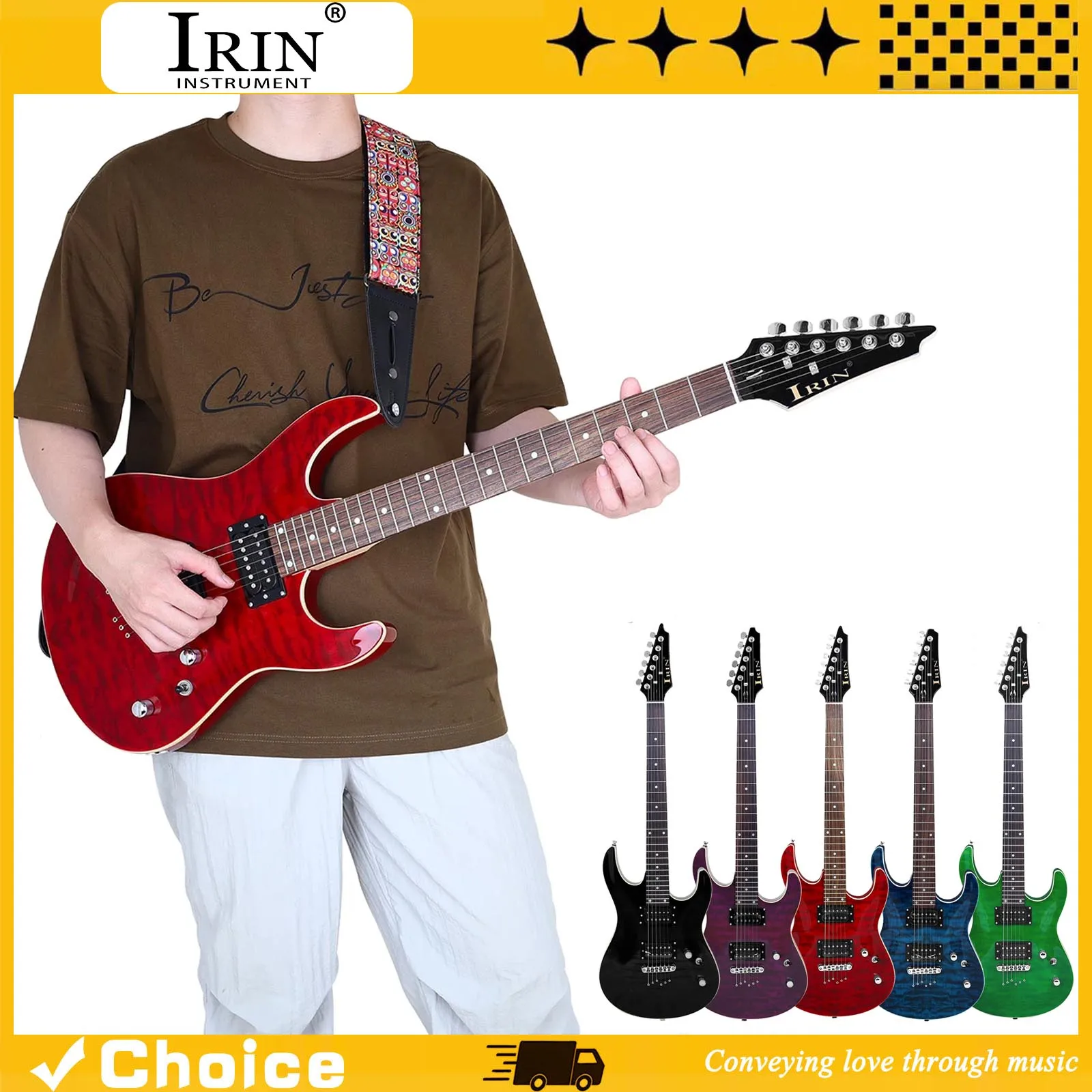 R-371 Electric Guitar 24 Frets Pickup Water Ripple Electric Guitar Set with Wrench Connection Line Guitar Accessories