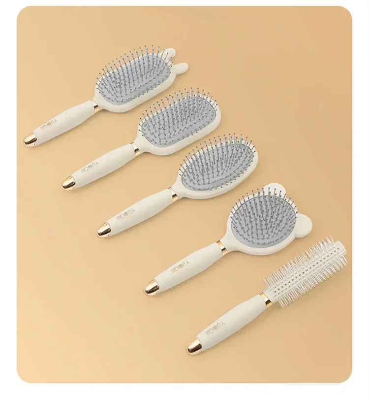 Liquid Silicone Air Cushion Hair Brush Student and Women\'s Smoothing Curling Massage Comb with Cleaning Claw Portable