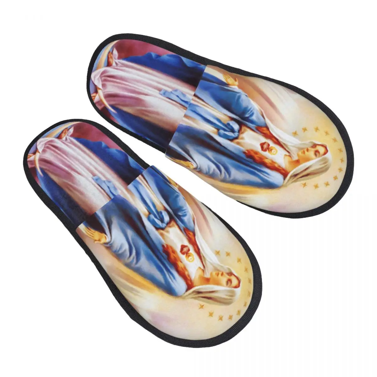 

Custom Catholic Virgin Mary Soft Memory Foam House Slippers Women Our Lady of Guadalupe Comfy Warm Anti-Skid Slipper