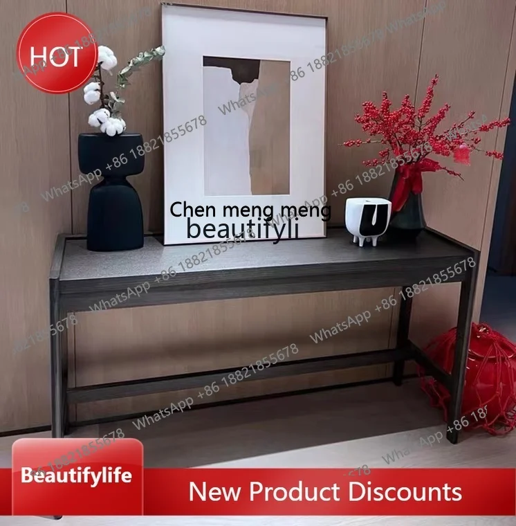 

Italian Light Luxury Console Tables Ash Wood Table Walnut Color a Long Narrow Table Solid Wood Altar Super Narrow ss1001