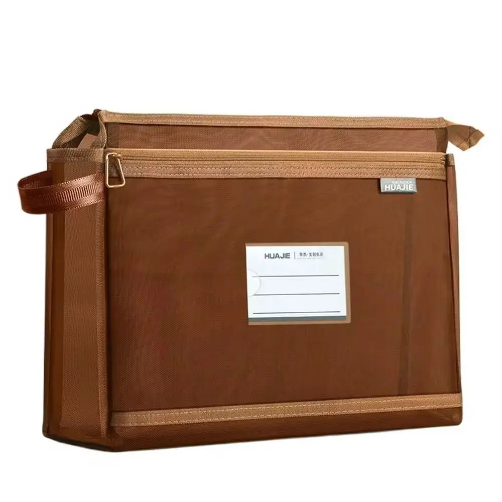 

Large Capacity Test Paper Storage Bag Zipper Wide Opening File Folder Bag Thickened Mesh Morandi Color