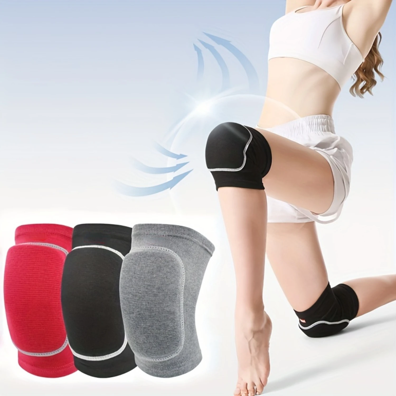 1Pair Volleyball Knee Pads, Thicken Dance Yoga Football Skate Knee Brace Protector, Sports Safety Knee Pad, Training Knee Suppor